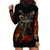 Flaming Skull Hoodie Dress Death Angel Riding Motocycle - Wonder Print Shop