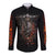 Flaming Skull Long Sleeve Button Shirt Death Angel Riding Motocycle - Wonder Print Shop