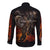 Flaming Skull Long Sleeve Button Shirt Death Angel Riding Motocycle - Wonder Print Shop