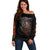 Flaming Skull Off Shoulder Sweater Death Angel Riding Motocycle - Wonder Print Shop