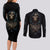 Grim Reaper Couples Matching Long Sleeve Bodycon Dress and Long Sleeve Button Shirts The Ferryman Of The Underworld with Charon Skull Black - Wonder Print Shop