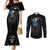 Grim Reaper Couples Matching Mermaid Dress and Long Sleeve Button Shirts The Ferryman Of The Underworld with Charon Skull Black DT01