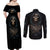 Grim Reaper Couples Matching Off Shoulder Maxi Dress and Long Sleeve Button Shirts The Ferryman Of The Underworld with Charon Skull Black - Wonder Print Shop