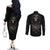 Grim Reaper Couples Matching Off The Shoulder Long Sleeve Dress and Long Sleeve Button Shirts The Ferryman Of The Underworld with Charon Skull Black DT01