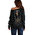 Grim Reaper Off Shoulder Sweater The Ferryman Of The Underworld with Charon Skull Black - Wonder Print Shop