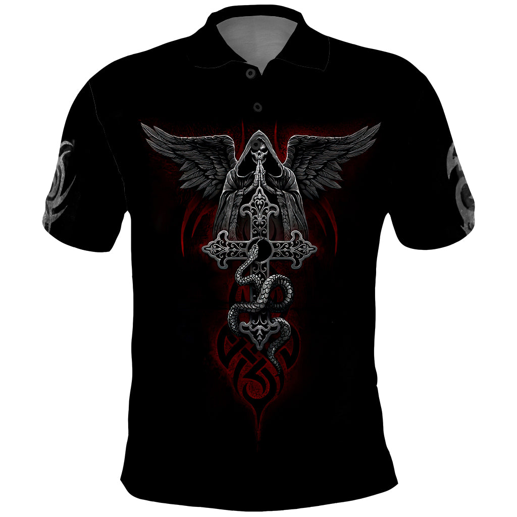 Skull Polo Shirt Cross Snake Bloody Skull - Wonder Print Shop