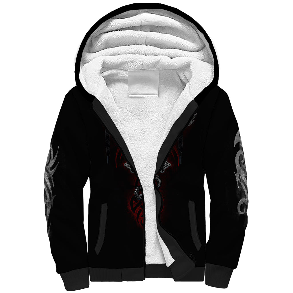 Skull Sherpa Hoodie Cross Snake Bloody Skull DT01