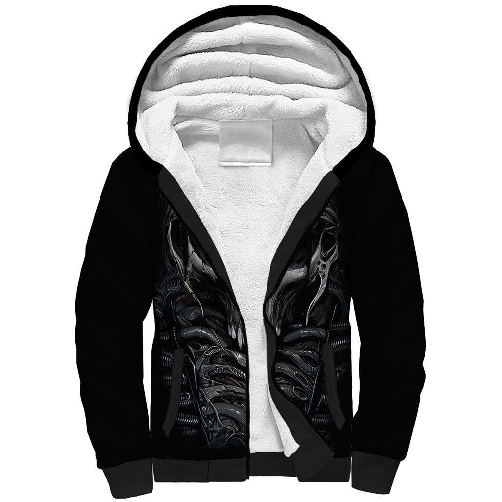 Skull Sherpa Hoodie Skeleton Inside DT01