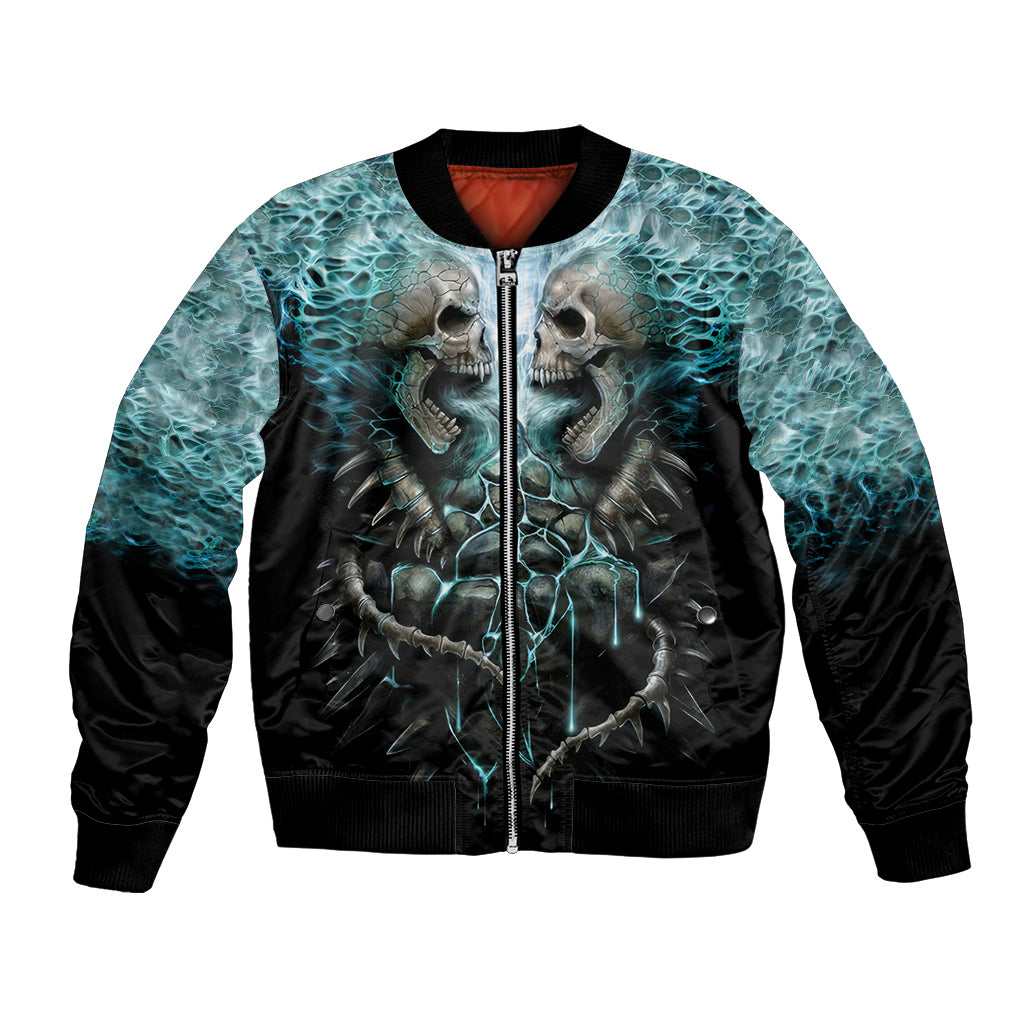 Flame Twin Skull Bomber Jacket Skeleton Inside - Wonder Print Shop