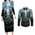 Flame Twin Skull Couples Matching Long Sleeve Bodycon Dress and Long Sleeve Button Shirts Skeleton Inside - Wonder Print Shop