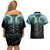 Flame Twin Skull Couples Matching Off Shoulder Short Dress and Hawaiian Shirt Skeleton Inside - Wonder Print Shop