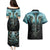 Flame Twin Skull Couples Matching Puletasi Dress and Hawaiian Shirt Skeleton Inside - Wonder Print Shop