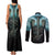 Flame Twin Skull Couples Matching Tank Maxi Dress and Long Sleeve Button Shirts Skeleton Inside - Wonder Print Shop