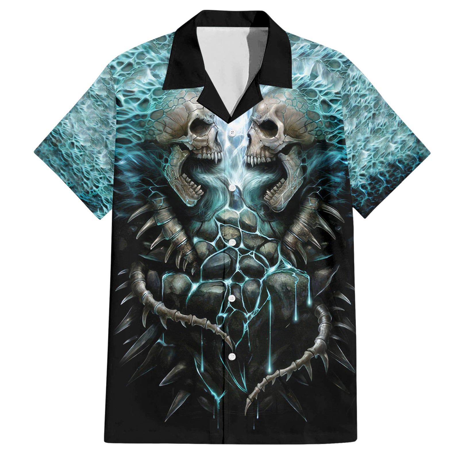 Flame Twin Skull Hawaiian Shirt Skeleton Inside - Wonder Print Shop