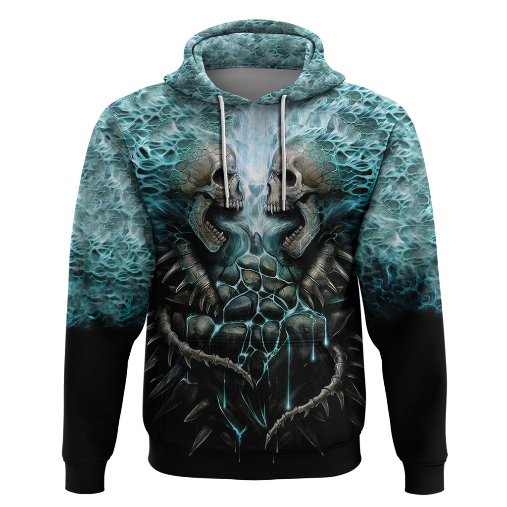 Flame Twin Skull Hoodie Skeleton Inside - Wonder Print Shop