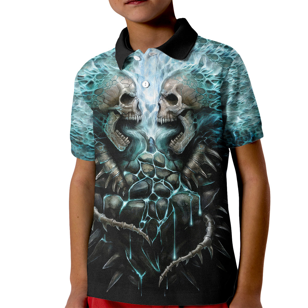 Flame Twin Skull Kid Polo Shirt Skeleton Inside - Wonder Print Shop