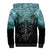 Flame Twin Skull Sherpa Hoodie Skeleton Inside DT01