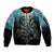 Flame Twin Skull Sleeve Zip Bomber Jacket Skeleton Inside DT01