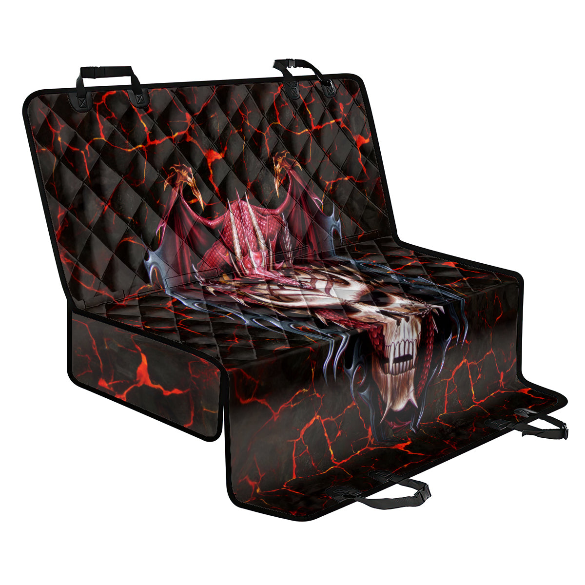 Infernal Draconic Skull Back Car Seat Cover Embracing the Fiery Soul - Wonder Print Shop