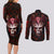 Infernal Draconic Skull Couples Matching Long Sleeve Bodycon Dress and Long Sleeve Button Shirts Embracing the Fiery Soul - Wonder Print Shop