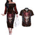 Infernal Draconic Skull Couples Matching Off The Shoulder Long Sleeve Dress and Hawaiian Shirt Embracing the Fiery Soul - Wonder Print Shop