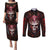 Infernal Draconic Skull Couples Matching Puletasi Dress and Long Sleeve Button Shirts Embracing the Fiery Soul - Wonder Print Shop