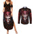 Infernal Draconic Skull Couples Matching Summer Maxi Dress and Long Sleeve Button Shirts Embracing the Fiery Soul - Wonder Print Shop