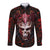 Infernal Draconic Skull Long Sleeve Button Shirt Embracing the Fiery Soul - Wonder Print Shop