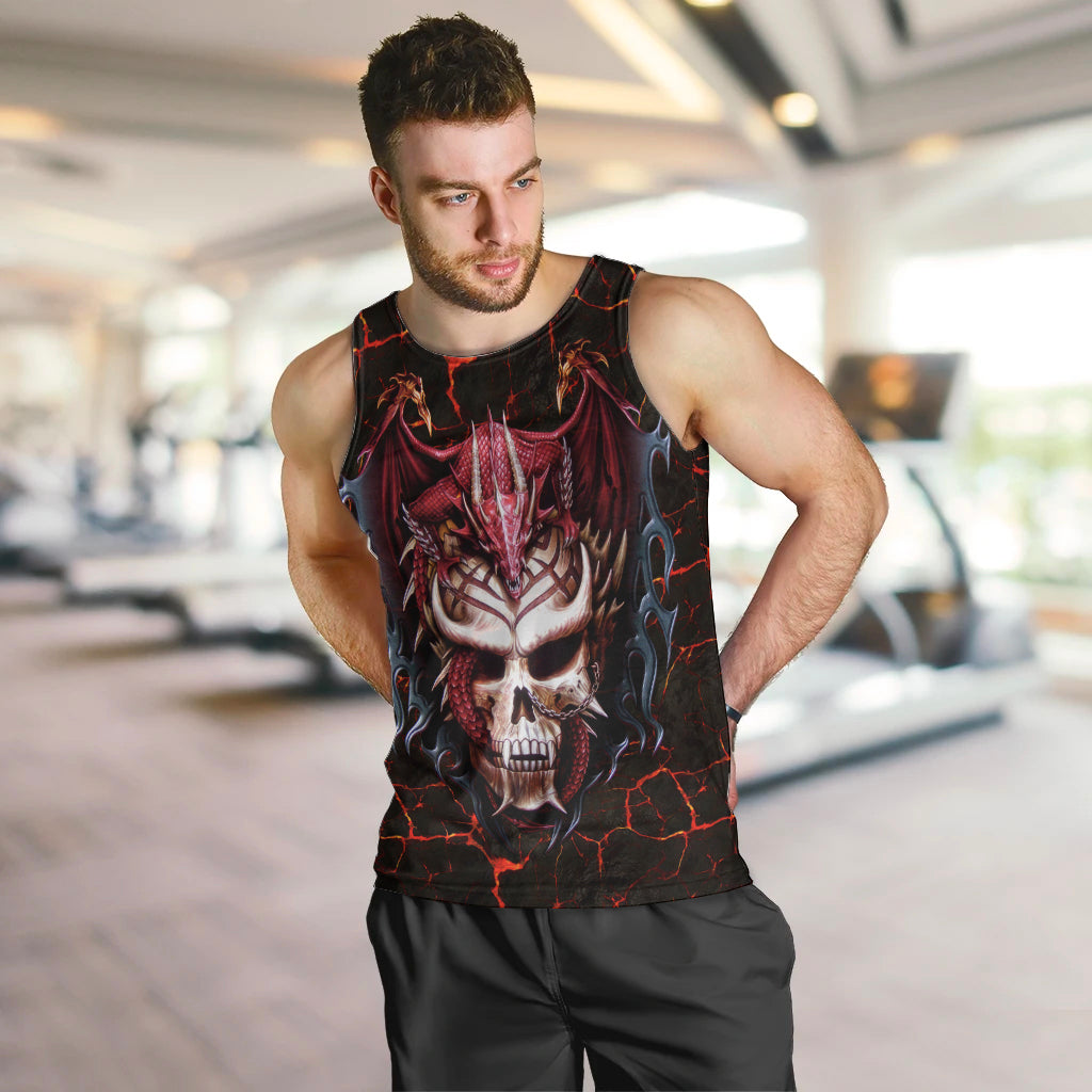 Infernal Draconic Skull Men Tank Top Embracing the Fiery Soul DT01