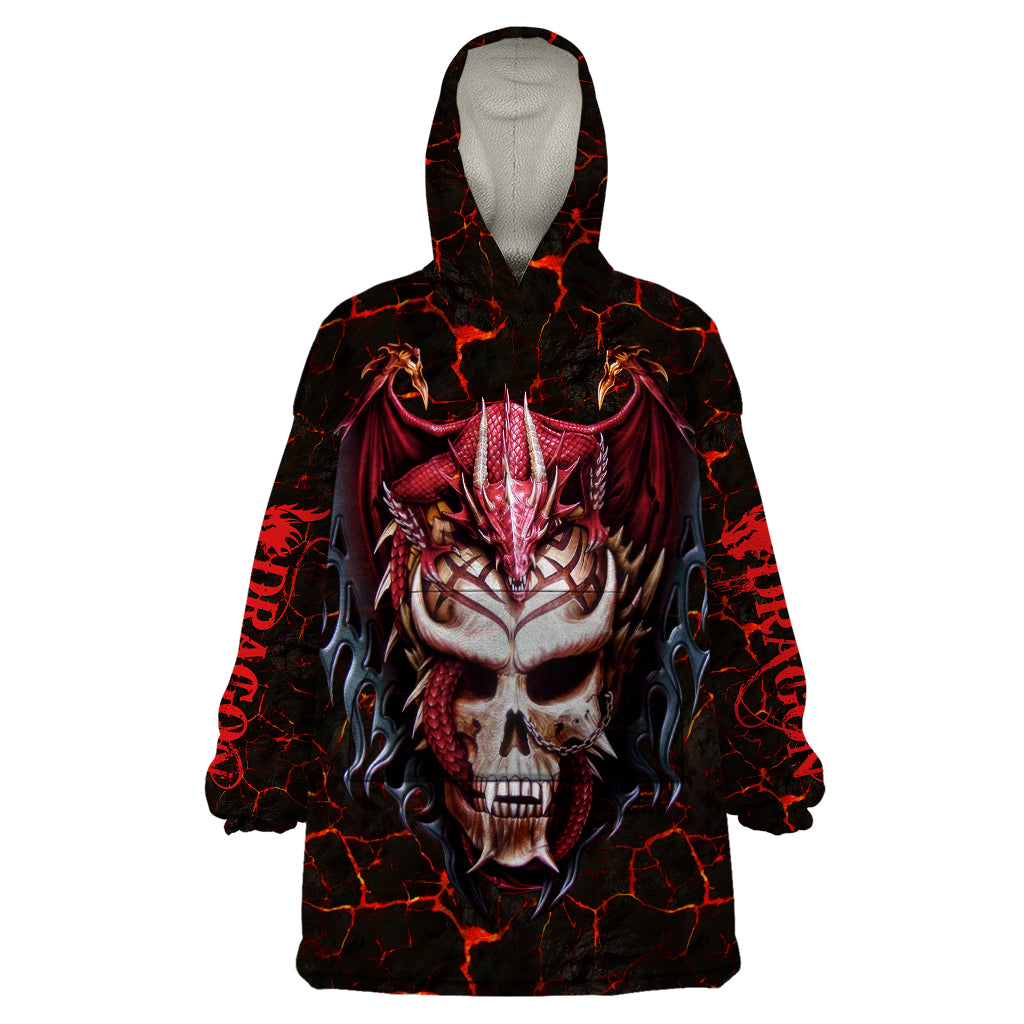 Infernal Draconic Skull Wearable Blanket Hoodie Embracing the Fiery Soul DT01