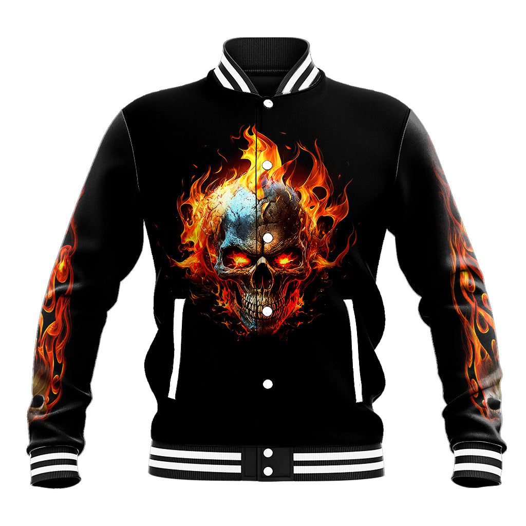 Flaming Skull Baseball Jacket Celestial Riders with Angel Wings - Wonder Print Shop