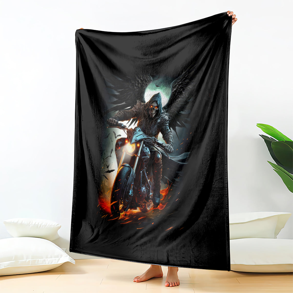 flaming-skull-blanket-celestial-riders-with-angel-wings