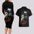 Flaming Skull Couples Matching Long Sleeve Bodycon Dress and Hawaiian Shirt Celestial Riders with Angel Wings - Wonder Print Shop