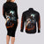 Flaming Skull Couples Matching Long Sleeve Bodycon Dress and Long Sleeve Button Shirts Celestial Riders with Angel Wings - Wonder Print Shop