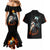 Flaming Skull Couples Matching Mermaid Dress And Hawaiian Shirt Celestial Riders with Angel Wings - Wonder Print Shop