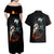 Flaming Skull Couples Matching Off Shoulder Maxi Dress and Hawaiian Shirt Celestial Riders with Angel Wings - Wonder Print Shop