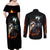 Flaming Skull Couples Matching Off Shoulder Maxi Dress and Long Sleeve Button Shirts Celestial Riders with Angel Wings - Wonder Print Shop