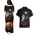 Flaming Skull Couples Matching Puletasi Dress and Hawaiian Shirt Celestial Riders with Angel Wings - Wonder Print Shop