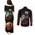 Flaming Skull Couples Matching Puletasi Dress and Long Sleeve Button Shirts Celestial Riders with Angel Wings - Wonder Print Shop