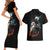 Flaming Skull Couples Matching Short Sleeve Bodycon Dress and Hawaiian Shirt Celestial Riders with Angel Wings - Wonder Print Shop