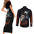 Flaming Skull Couples Matching Short Sleeve Bodycon Dress and Long Sleeve Button Shirts Celestial Riders with Angel Wings - Wonder Print Shop