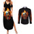 Flaming Skull Couples Matching Summer Maxi Dress and Long Sleeve Button Shirts Celestial Riders with Angel Wings - Wonder Print Shop