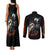 Flaming Skull Couples Matching Tank Maxi Dress and Long Sleeve Button Shirts Celestial Riders with Angel Wings - Wonder Print Shop