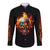 Flaming Skull Long Sleeve Button Shirt Celestial Riders with Angel Wings - Wonder Print Shop