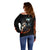 Flaming Skull Off Shoulder Sweater Celestial Riders with Angel Wings - Wonder Print Shop