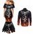 Flaming Skull Hoodie Couples Matching Mermaid Dress and Long Sleeve Button Shirts Spectral Pyre DT01