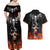 Flaming Skull Hoodie Couples Matching Off Shoulder Maxi Dress and Hawaiian Shirt Spectral Pyre - Wonder Print Shop