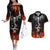 Flaming Skull Hoodie Couples Matching Off The Shoulder Long Sleeve Dress and Hawaiian Shirt Spectral Pyre - Wonder Print Shop