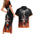 Flaming Skull Hoodie Couples Matching Short Sleeve Bodycon Dress and Hawaiian Shirt Spectral Pyre - Wonder Print Shop