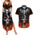 Flaming Skull Hoodie Couples Matching Summer Maxi Dress and Hawaiian Shirt Spectral Pyre - Wonder Print Shop